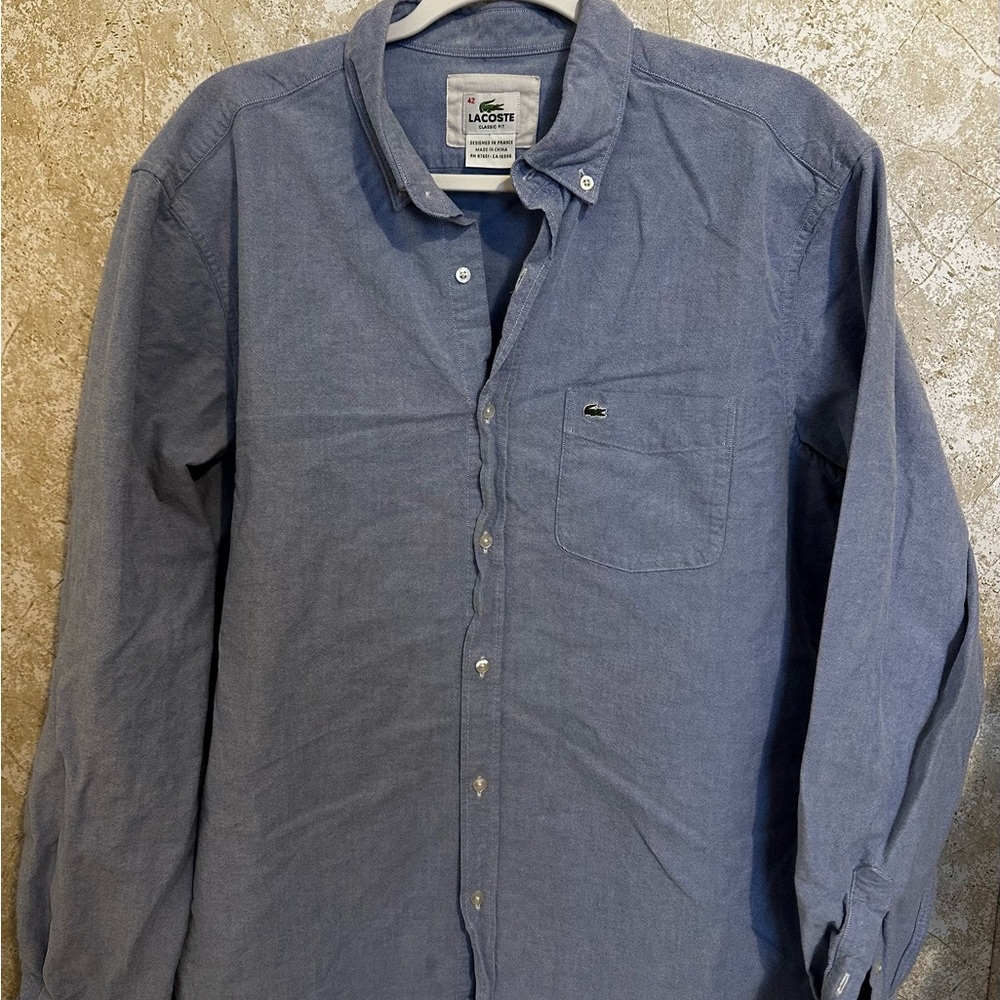Lacoste Men's Casual Blue Button Down Shirt A108
